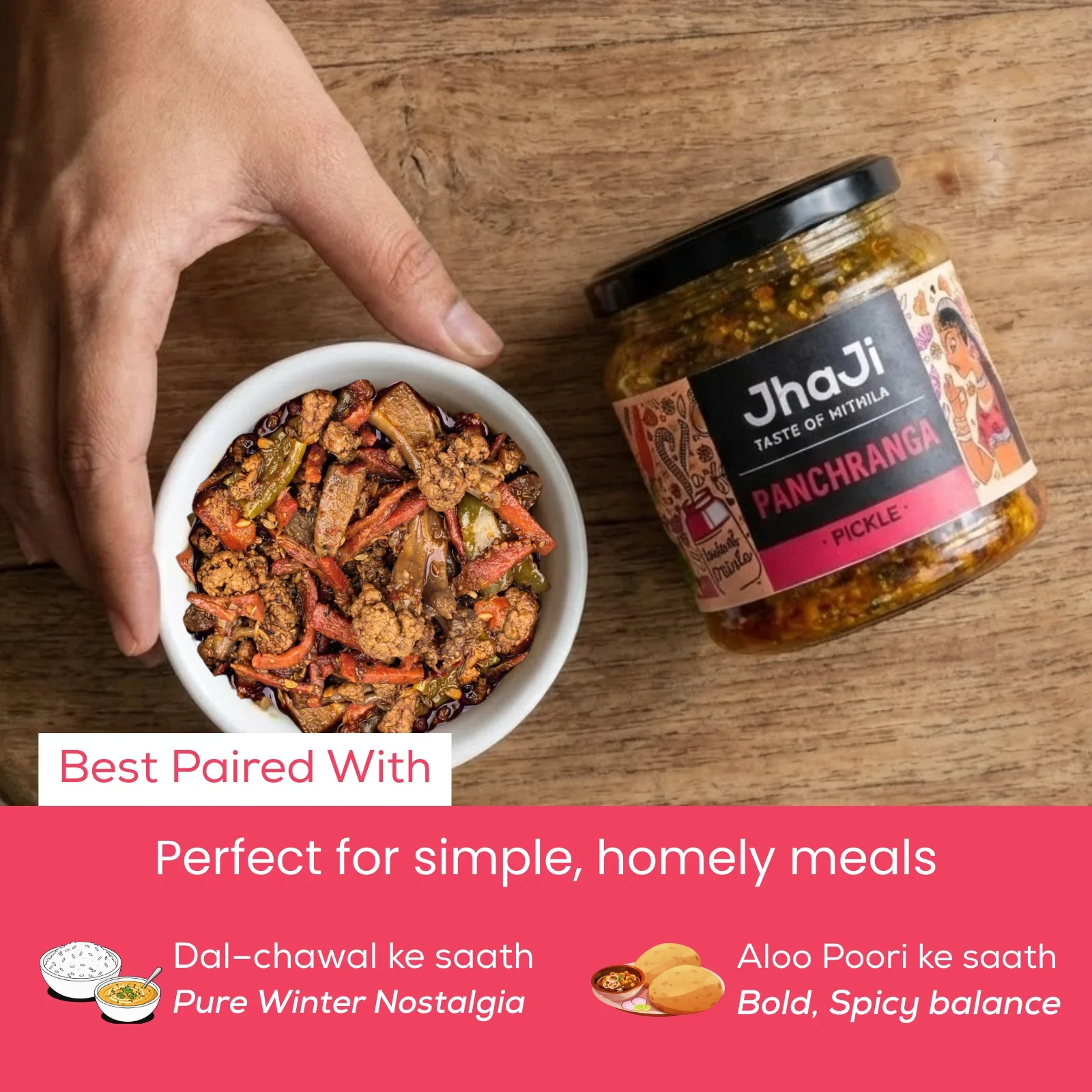 Panchranga Pickle, Gobi, Gajar, Adrak, Hari Mirch, Shalgam Mix Pickle | पंचरंगा मिक्स्ड अचार  (250/500 gm Jars) - Image 3