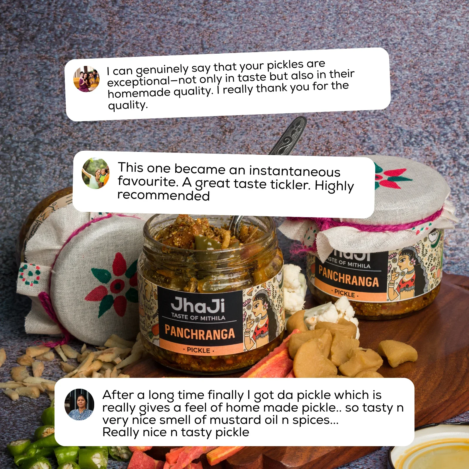 Panchranga Pickle, Gobi, Gajar, Adrak, Hari Mirch, Shalgam Mix Pickle | पंचरंगा मिक्स्ड अचार  (250/500 gm Jars) - Image 7
