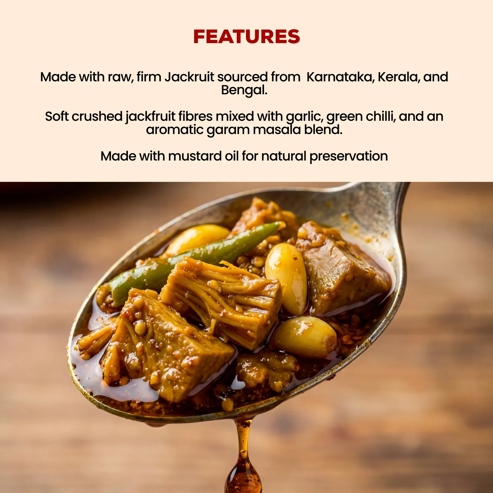 Jackfruit–Garlic–Green Chilli Mix Pickle | Kathal Lahsun Mirch Mix Achaar - Image 3