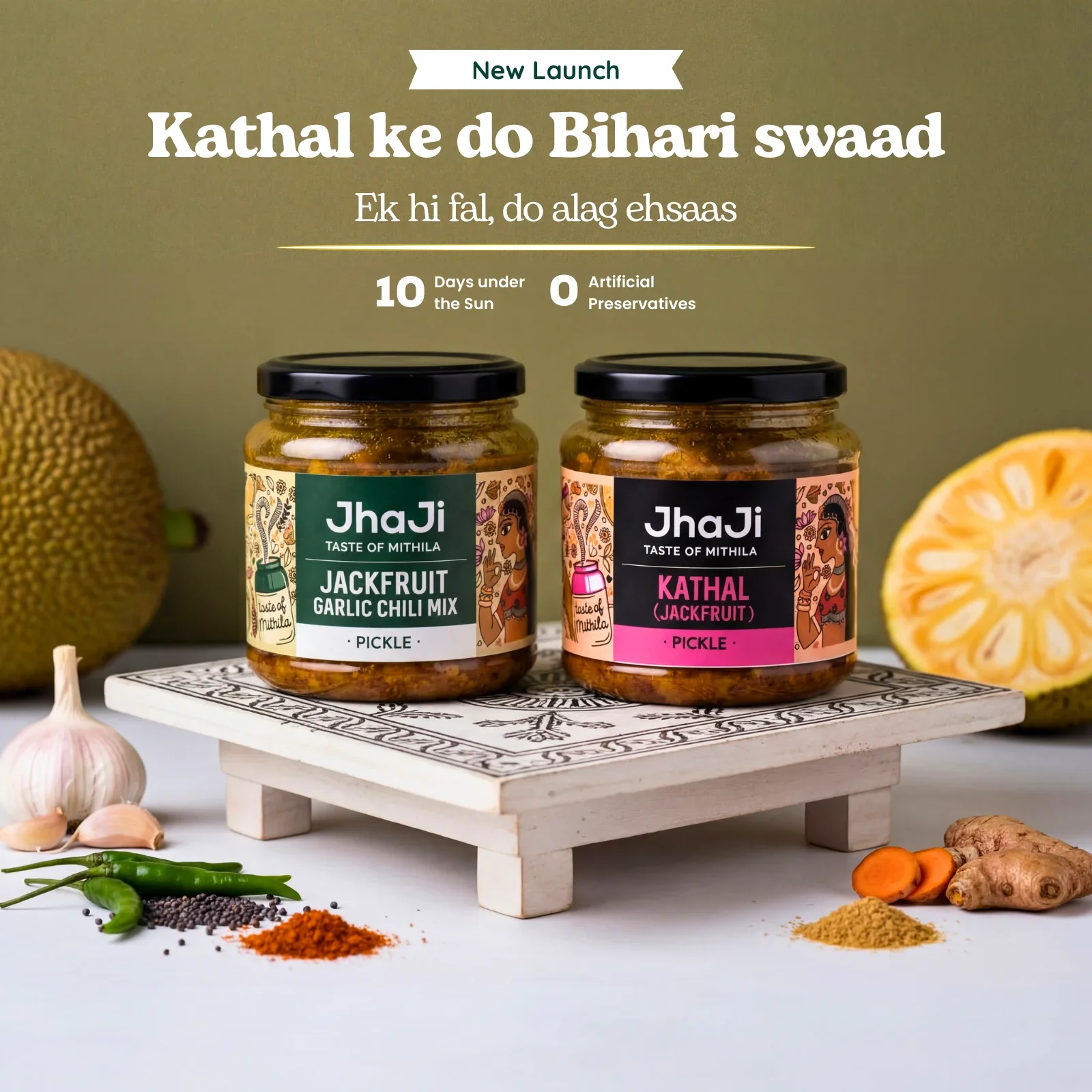 Jackfruit Pickle Combo – 2 Flavors (Classic Kathal & Garlic Chilli Mix)