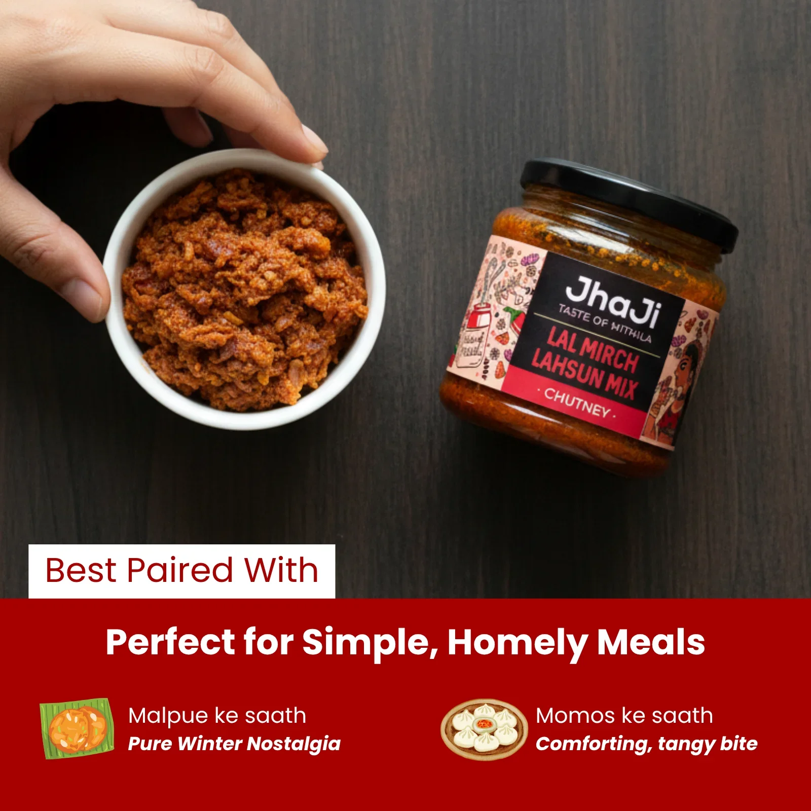 Lal Mirch Lahsun Chutney | लाल मिर्च लहसुन चटनी (250/500 gm Jars) - Image 3