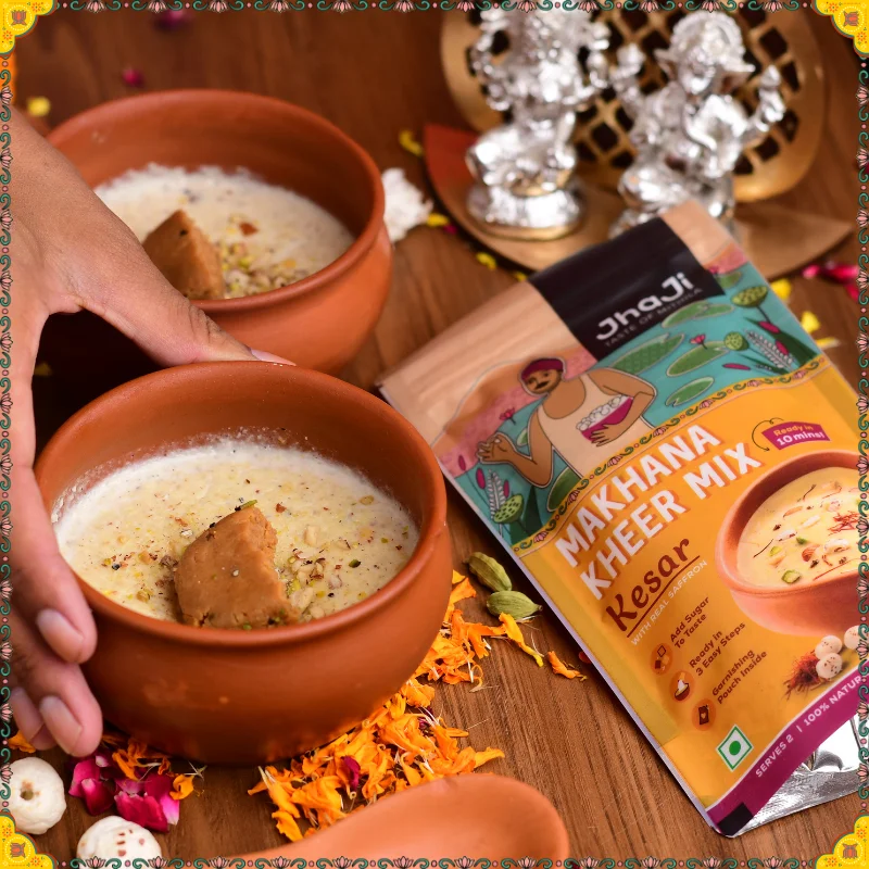Instant Makhana Kheer Mix Kesar Flavor | Ready to Cook Saffron Flavor Foxnut Pudding - Image 3