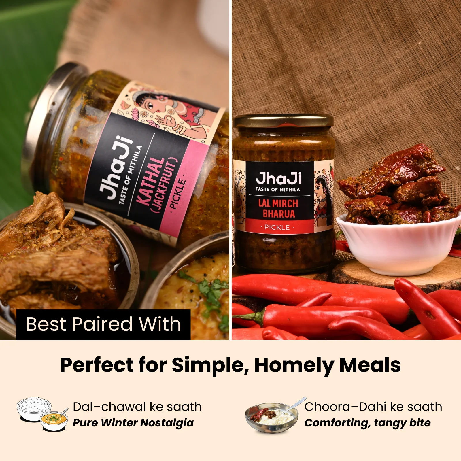 The Heritage Bihar Pickle Pack: Stuffed Red Chilli & Jackfruit Pickles — Bihar’s Most Loved Traditional Duo - Image 3